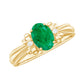 Oval Cut Emerald Solitaire Engagement Ring with Bow Design