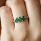 Baguette Cut Emerald Promise Ring with Diamond Side Stones