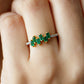 Baguette Cut Emerald Promise Ring with Diamond Side Stones