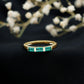 Baguette Cut Real Emerald 3 Stone Ring with Certificate