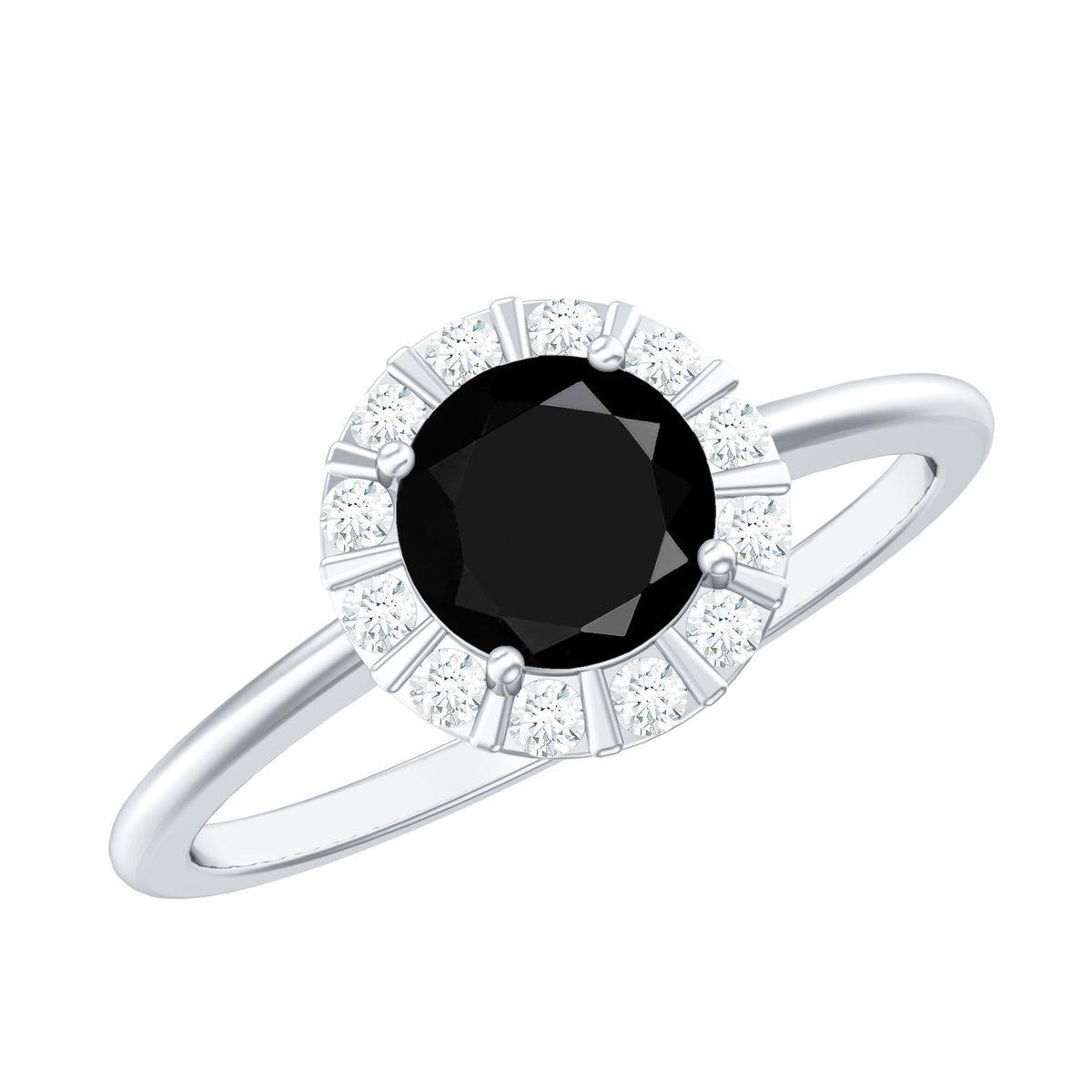 Anillo de compromiso con halo de diamantes en blanco y negro creados en laboratorio, de 1,3 quilates