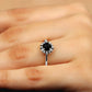 Anillo de compromiso con halo de diamantes en blanco y negro creados en laboratorio, de 1,3 quilates
