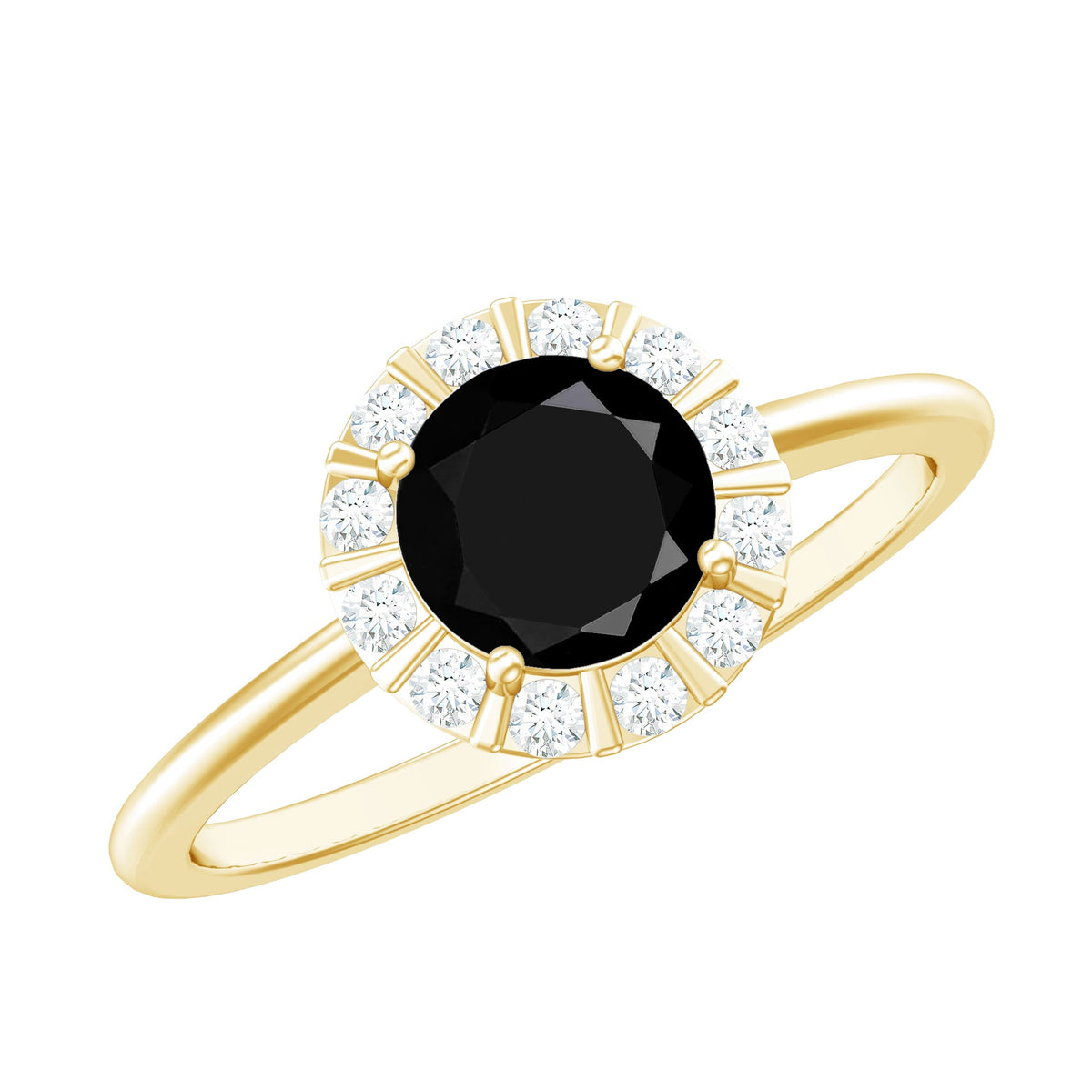 Anillo de compromiso con halo de diamantes en blanco y negro creados en laboratorio, de 1,3 quilates