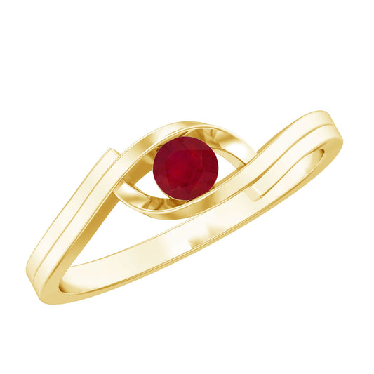 Anillo de Promesa de Rubí Rojo Natural con Brazo Dividido