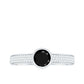 Natural Black Spinel Bezel Set Engagement Ring with Diamond Side Stones