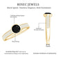 Natural Black Spinel Bezel Set Engagement Ring with Diamond Side Stones