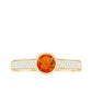 0.4 Carat Round Shape Fire Opal Engagement Ring with Diamond