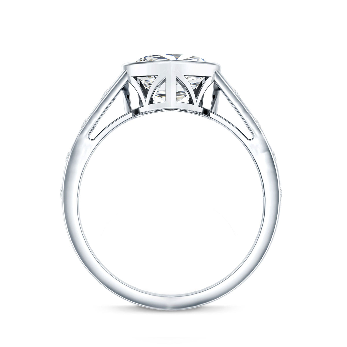 Heart Shape Moissanite Bezel Set Engagement Ring