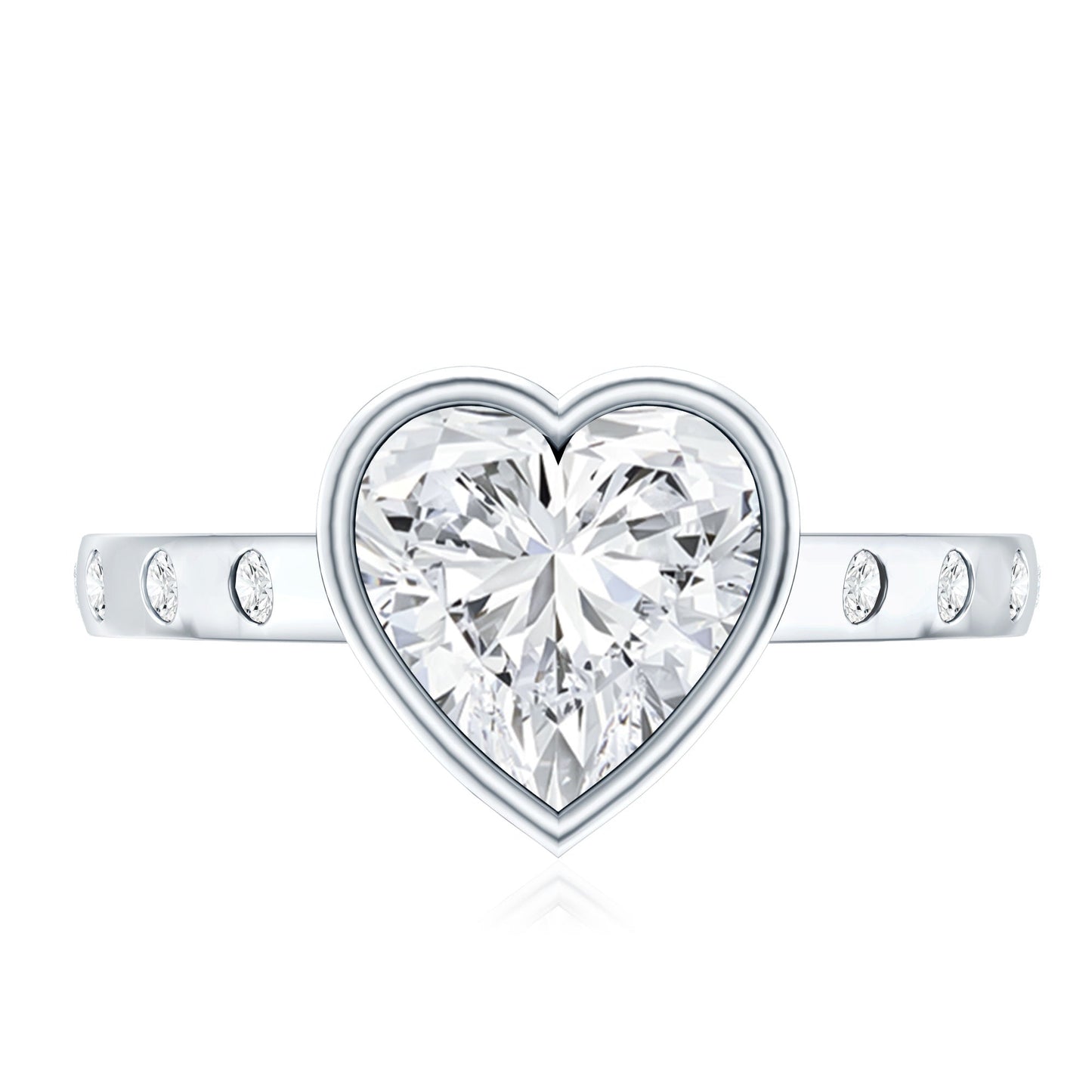 Heart Shape Moissanite Bezel Set Engagement Ring