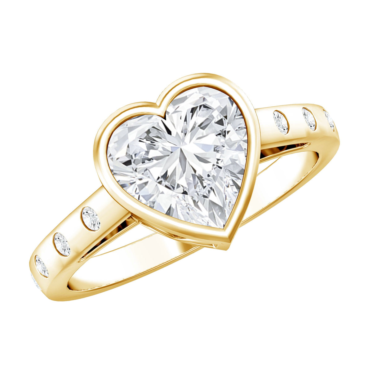 Heart Shape Moissanite Bezel Set Engagement Ring