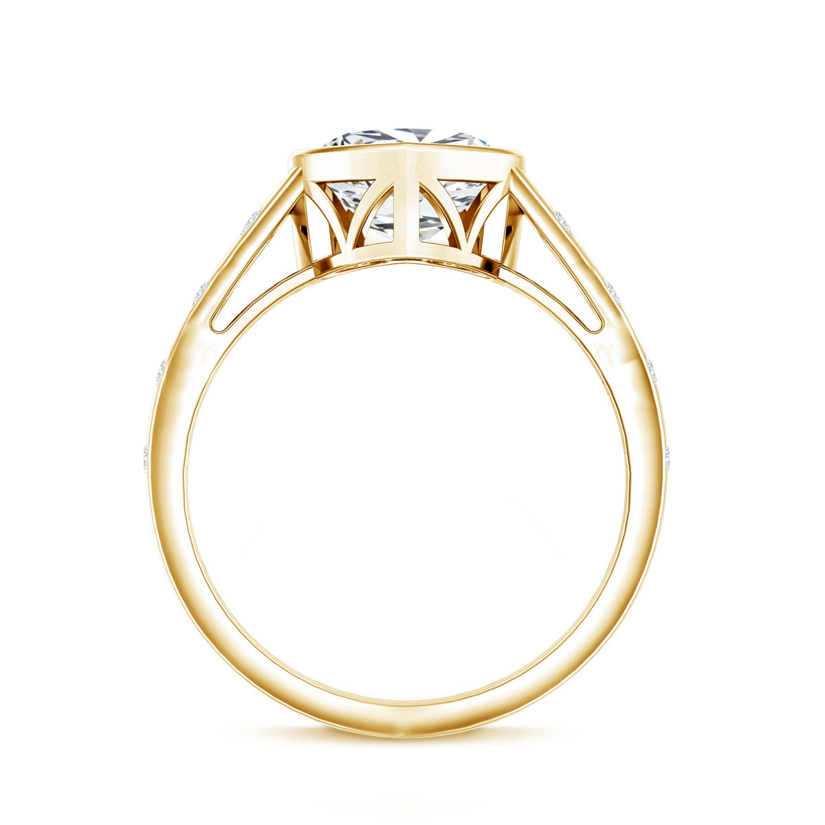 Heart Shape Moissanite Bezel Set Engagement Ring