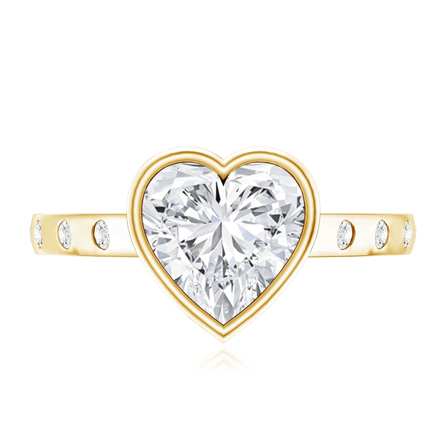 Heart Shape Moissanite Bezel Set Engagement Ring