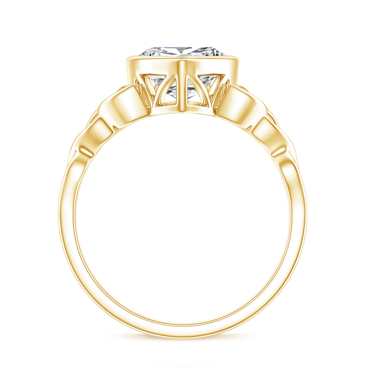 Anillo de compromiso con nudo de moissanita con forma de corazón en engaste de bisel