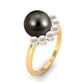 Anillo de compromiso de diseño de media aureola de perlas blancas y negras de 7,5 quilates