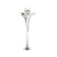 Freshwater Pearl 2 Stone Engagement Ring Diamond Bypass Shank