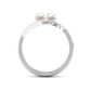 Freshwater Pearl 2 Stone Engagement Ring Diamond Bypass Shank