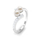 Freshwater Pearl 2 Stone Engagement Ring Diamond Bypass Shank