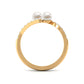 Freshwater Pearl 2 Stone Engagement Ring Diamond Bypass Shank