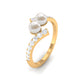 Freshwater Pearl 2 Stone Engagement Ring Diamond Bypass Shank