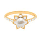 Freshwater Pearl Solitaire Floral Engagement Ring with Diamond