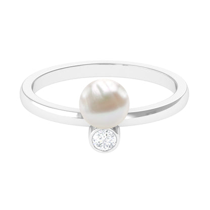 Anillo Toi et Moi con perlas de agua dulce y diamante
