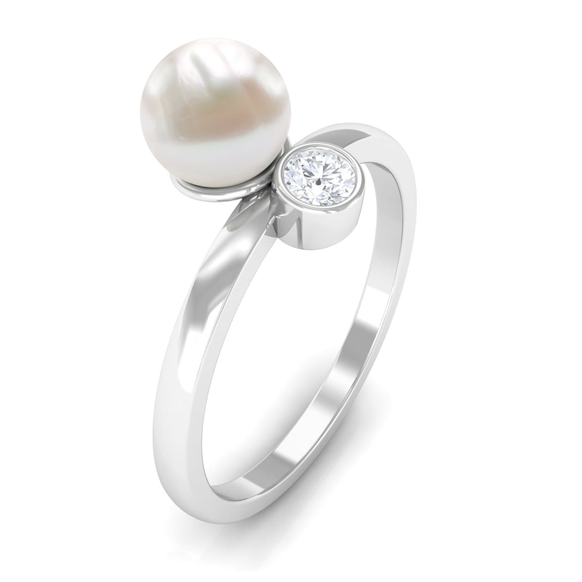 Anillo Toi et Moi con perlas de agua dulce y diamante