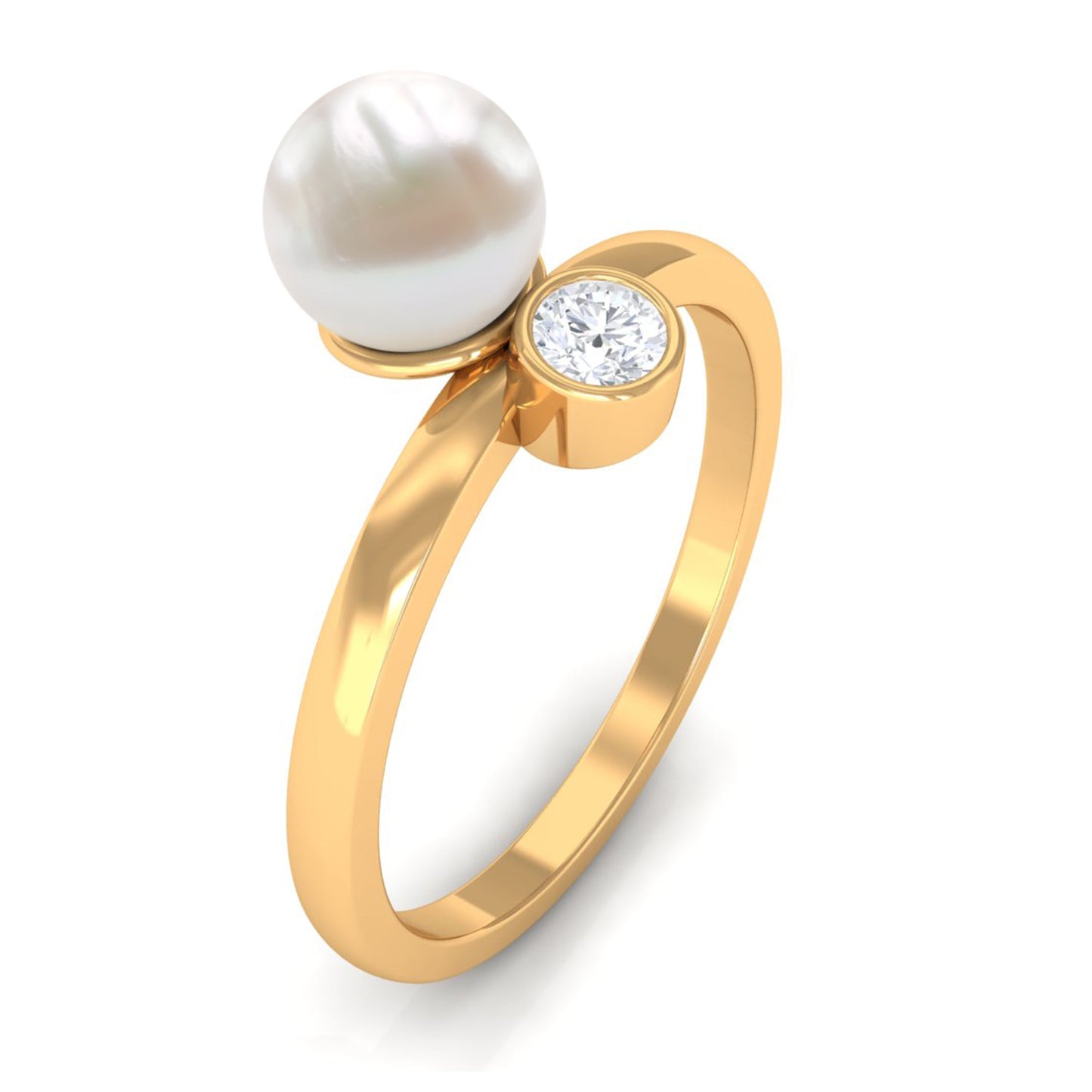 Anillo Toi et Moi con perlas de agua dulce y diamante