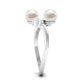 Real Freshwater Pearl 2 Stone Engagement Ring with Diamond