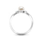 Real Freshwater Pearl 2 Stone Engagement Ring with Diamond