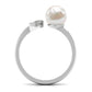 Natural 3 Carat Freshwater Pearl Cuff Ring with Diamond