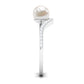 Cultured 2.2 Carat White Pearl Engagement Ring with Diamond Bypass Shank