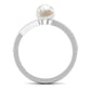 Cultured 2.2 Carat White Pearl Engagement Ring with Diamond Bypass Shank