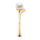 Cultured 2.2 Carat White Pearl Engagement Ring with Diamond Bypass Shank