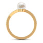 Cultured 2.2 Carat White Pearl Engagement Ring with Diamond Bypass Shank
