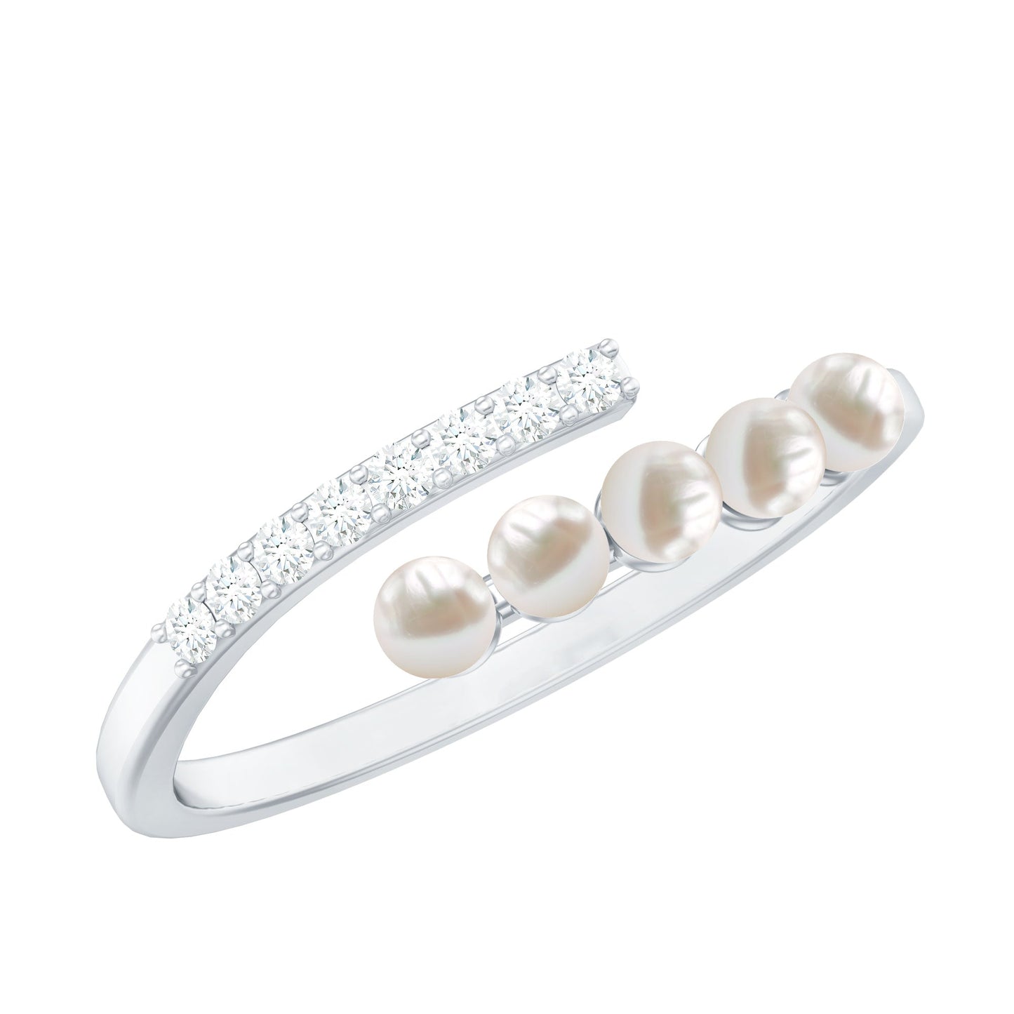 Anillo de oro con perla cultivada de agua dulce y diamantes para mujer