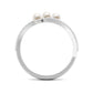 Natural Freshwater Pearl 3 Stone Engagement Ring with Diamond