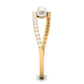Natural Freshwater Pearl 3 Stone Engagement Ring with Diamond