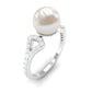 Anillo de compromiso solitario con perla cultivada de agua dulce de 7,4 quilates con diamante