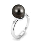 Tahitian Pearl Solitaire Engagement Ring with Diamond Surprise Halo