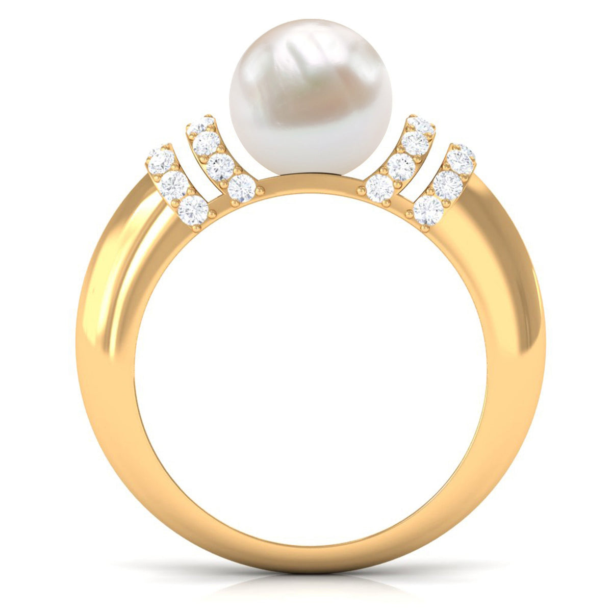 7.48 Carat Freshwater Pearl Solitaire Engagement Ring with Diamond