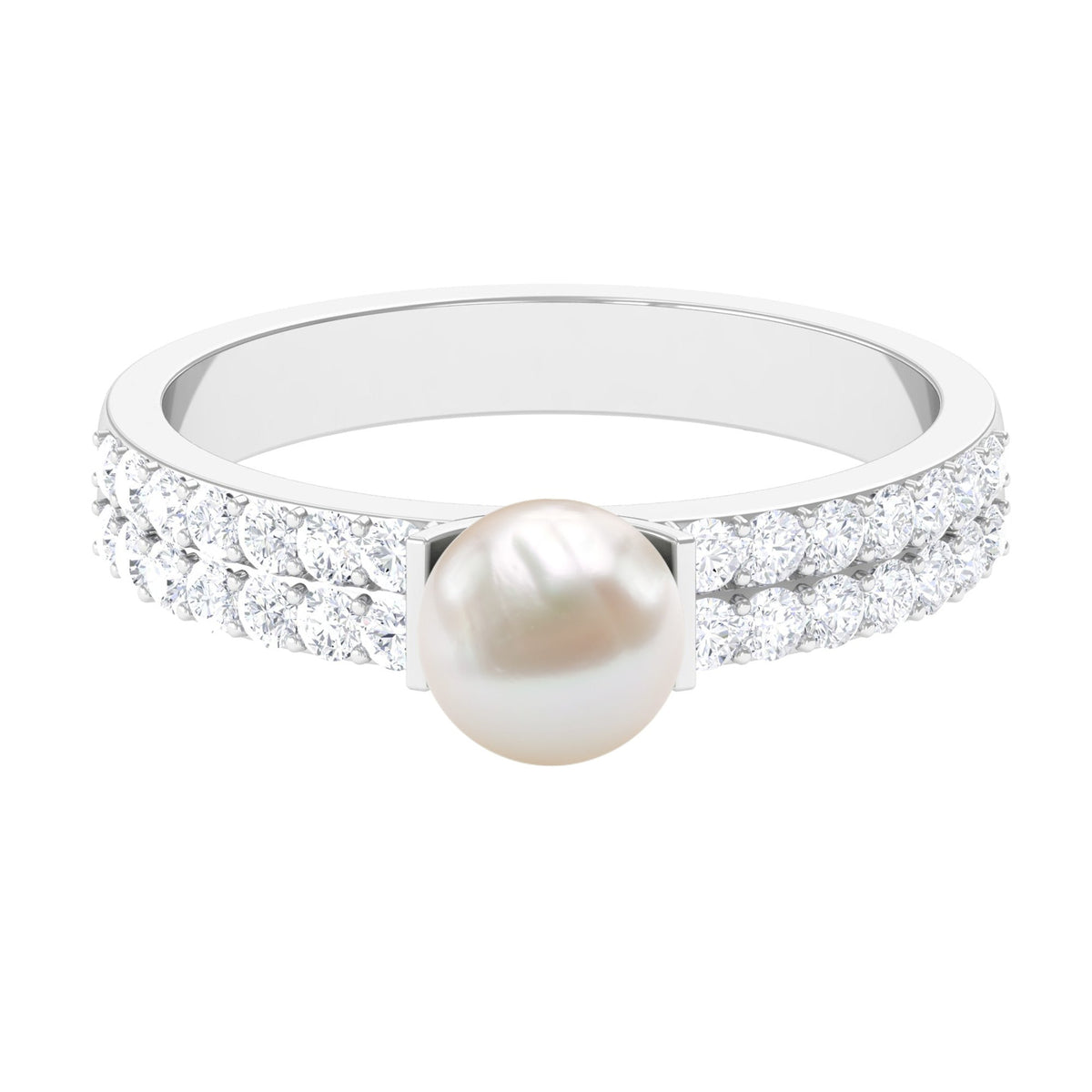 2.2 Carat Freshwater Pearl Engagement Ring with Diamond
