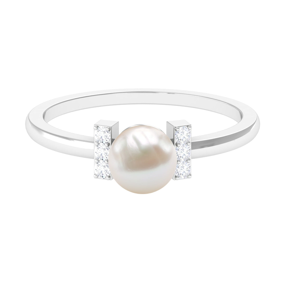 Anillo de compromiso solitario de perla cultivada de agua dulce de 2,2 quilates con diamante