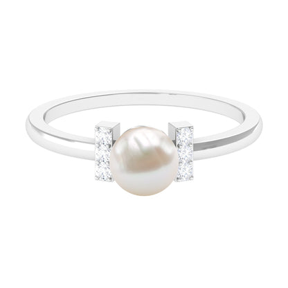 Anillo de compromiso solitario de perla cultivada de agua dulce de 2,2 quilates con diamante