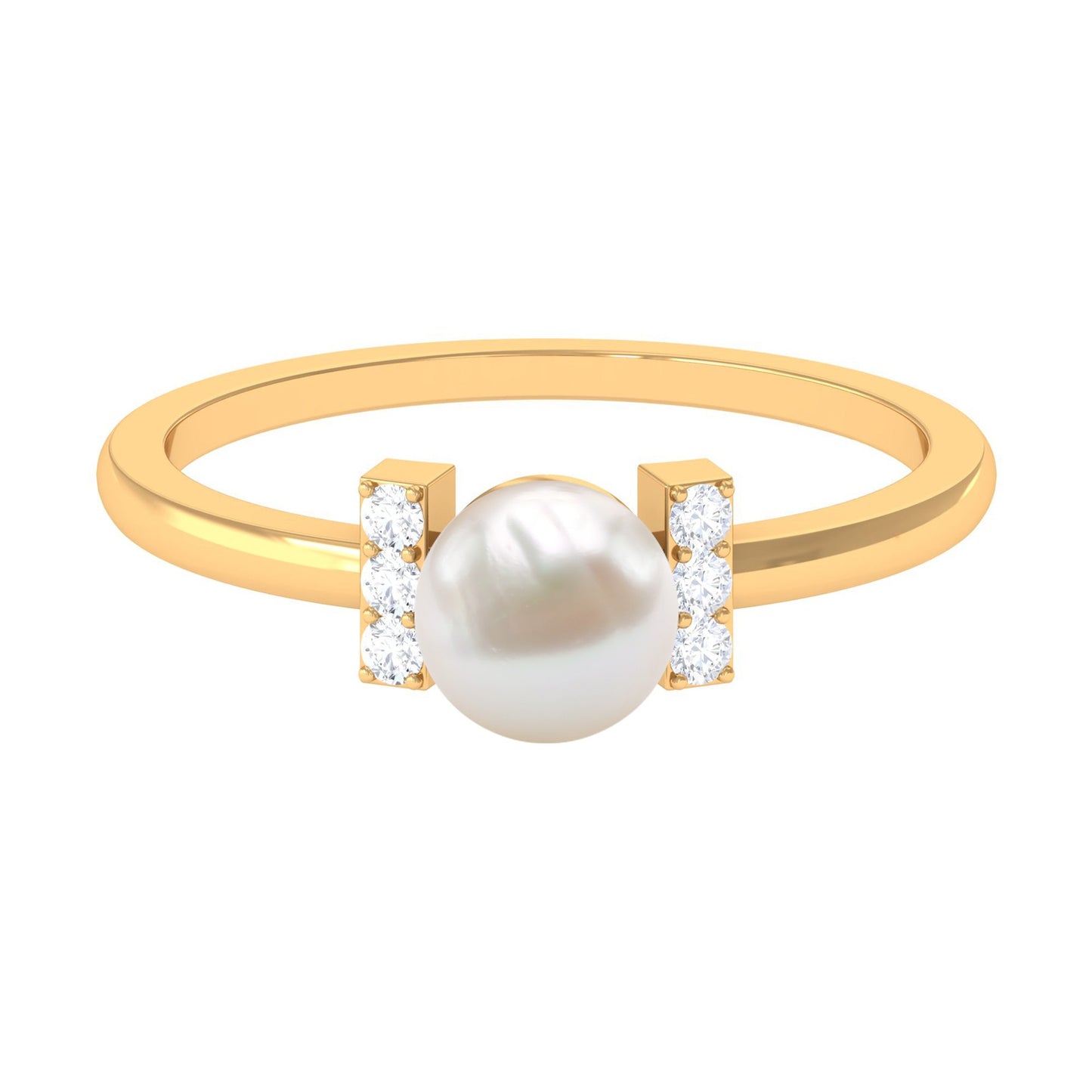 Anillo de compromiso solitario de perla cultivada de agua dulce de 2,2 quilates con diamante