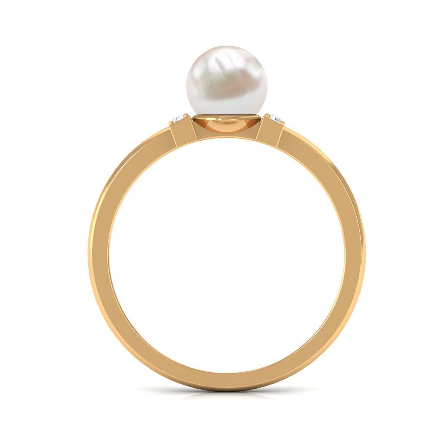 Anillo de compromiso solitario de perla cultivada de agua dulce de 2,2 quilates con diamante