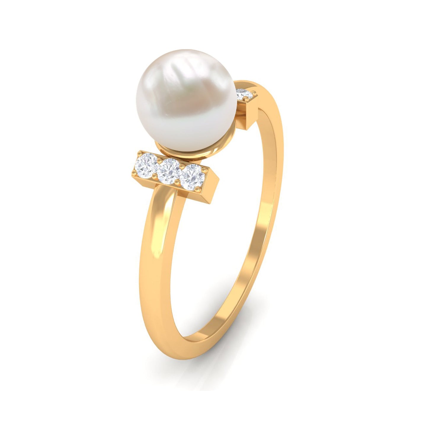 Anillo de compromiso solitario de perla cultivada de agua dulce de 2,2 quilates con diamante