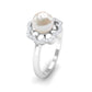 Cultured 2 Carat Freshwater Pearl Flower Engagement Ring with Diamond