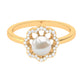 Cultured 2 Carat Freshwater Pearl Flower Engagement Ring with Diamond