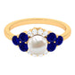 2.2 Carat Freshwater Pearl and Blue Sapphire Engagement Ring with Diamond