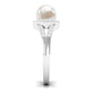 Split Shank Freshwater Pearl Engagement Ring with Diamond Halo